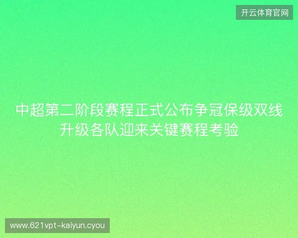 中超第二阶段赛程正式公布争冠保级双线升级各队迎来关键赛程考验